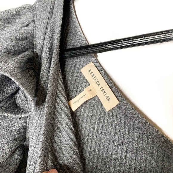 Rebecca Taylor Top Sweeter Ribbed Jersey One-Shoulder Top Gray Color - Picture 5 of 9